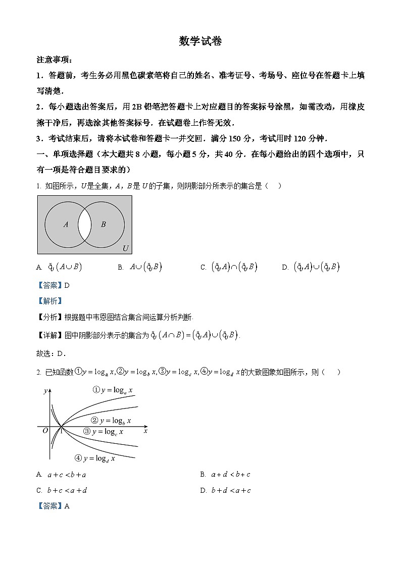 精品解析：重庆市第八中学校2024届高三下学期5月月考数学试卷01