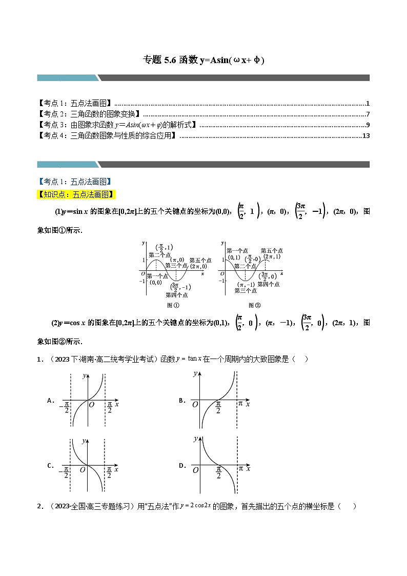 专题5.6 函数y=Asin(ωx+φ) （4类必考点）（人教A版2019必修第一册）（原卷版）第1页