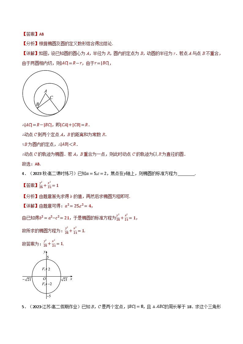 2024-2025 学年高中数学人教A版选择性必修一专题3.1 椭圆（4类必考点）03