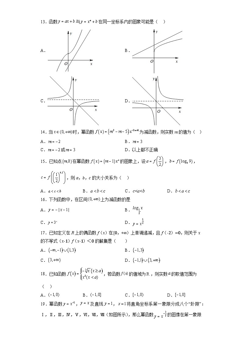 专题3.3 幂函数-【初升高衔接】2023年新高一数学初升高考点必杀50题（人教A版2019）（原卷版+解析版）02