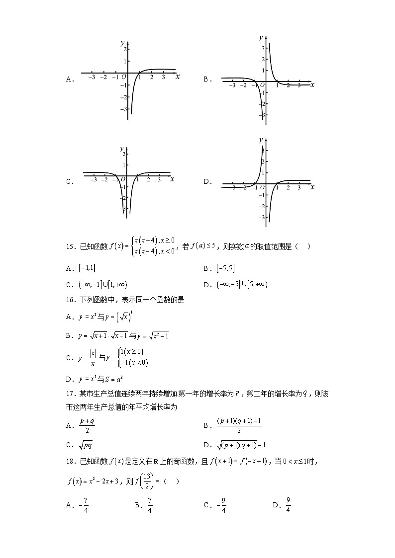 专题3.5 第三章：函数的概念与性质-【初升高衔接】2023年新高一数学初升高考点必杀50题（人教A版2019）原卷版第3页