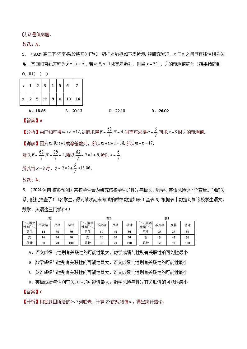 2024-2025 学年高中数学人教A版选择性必修三专题9.1 选择性必修第三册综合检测卷103