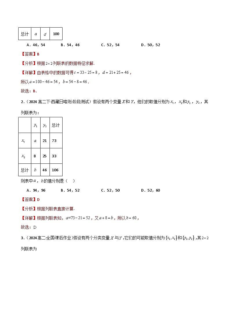 专题8.3 独立性检验（3类必考点）（人教A版2019选择性必修第三册）（解析版）第2页