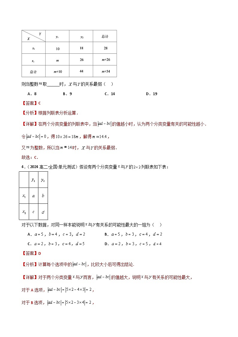 专题8.3 独立性检验（3类必考点）（人教A版2019选择性必修第三册）（解析版）第3页