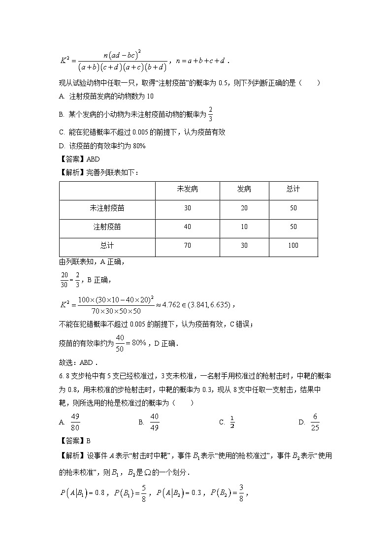 [数学][期中]内蒙古自治区呼和浩特市回民区2023-2024学年高二下学期期中考试试题(解析版)03