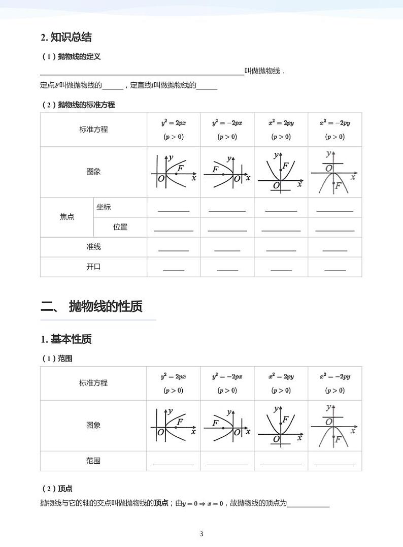人教A版（2019）高中数学选修一讲义12抛物线03