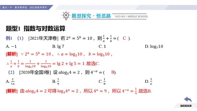 高一数学同步优品讲练课件（人教A版2019必修第一册）第四章 指数函数与对数函数章末小结（课件）04