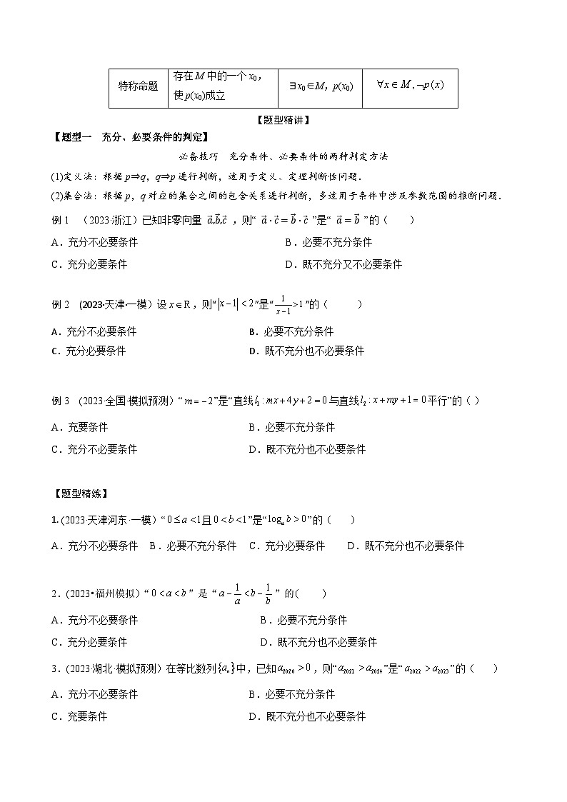 高考数学大一轮复习精讲精练(新高考地区)1.2逻辑用语与充分、必要条件(精讲)(原卷版+解析)02