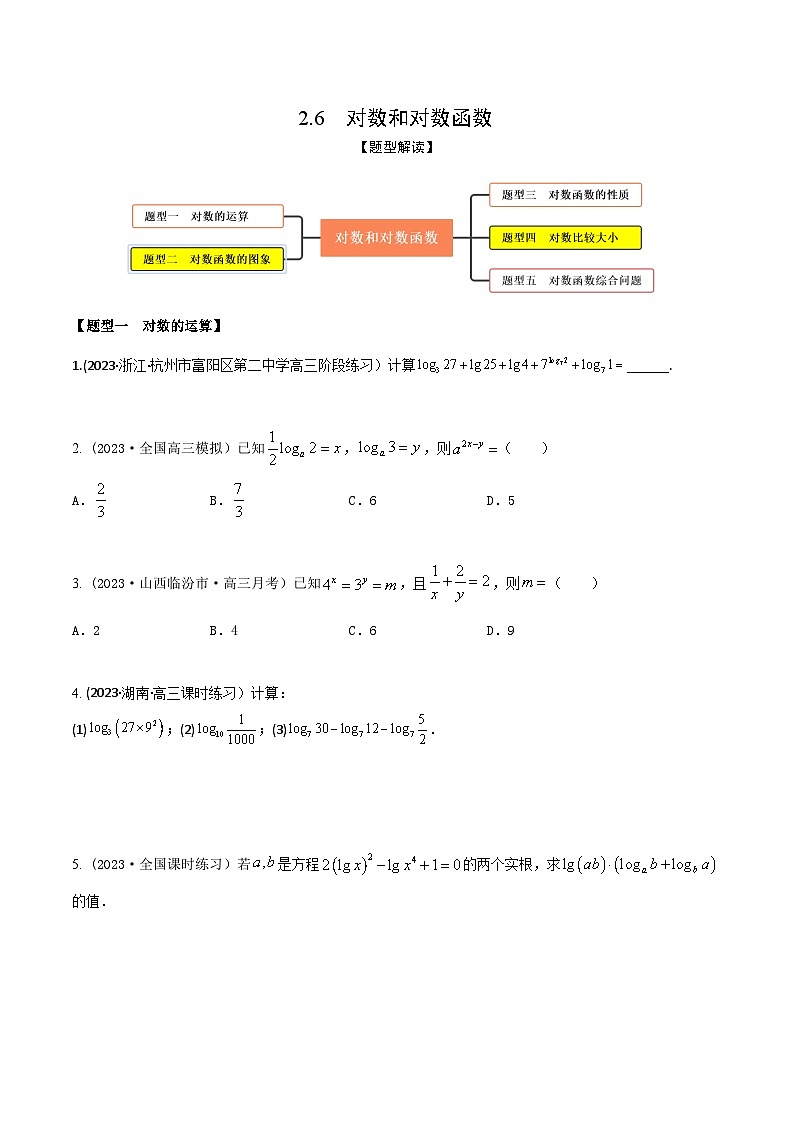 高考数学大一轮复习精讲精练(新高考地区)2.6对数和对数函数(精练)(原卷版+解析)01