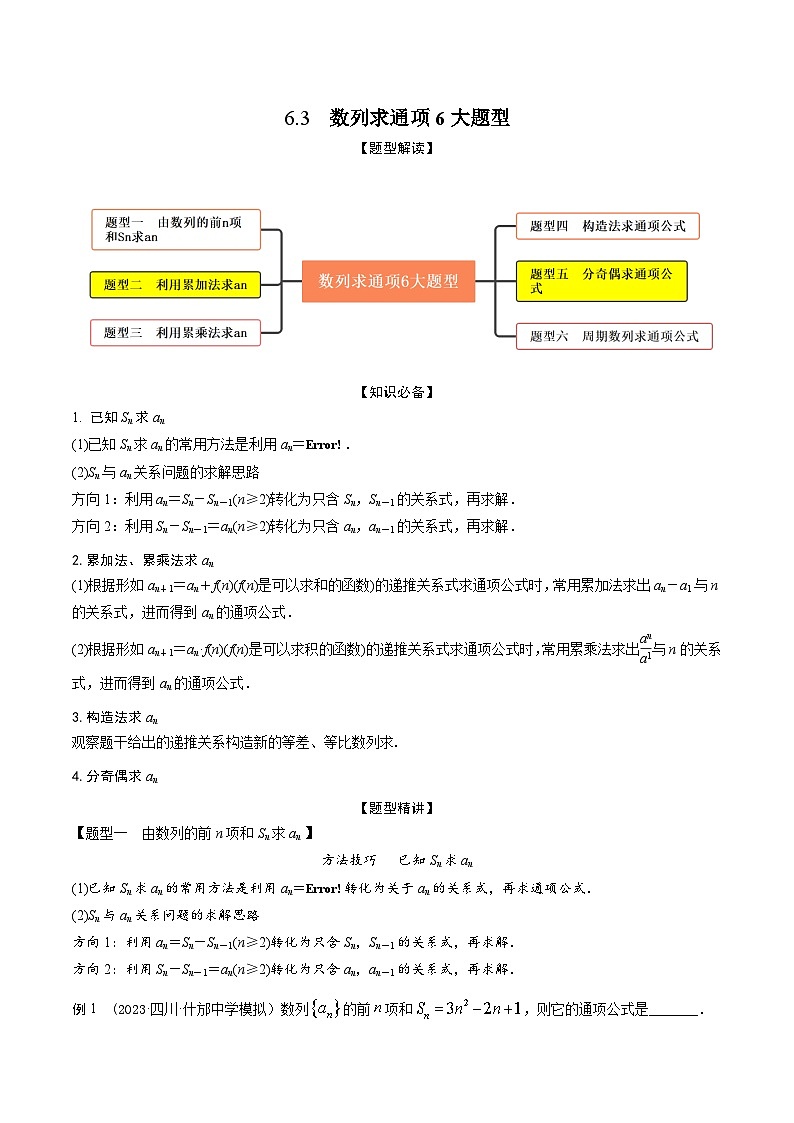 高考数学大一轮复习精讲精练(新高考地区)6.3数列求通项6大题型(精讲)(原卷版+解析)01