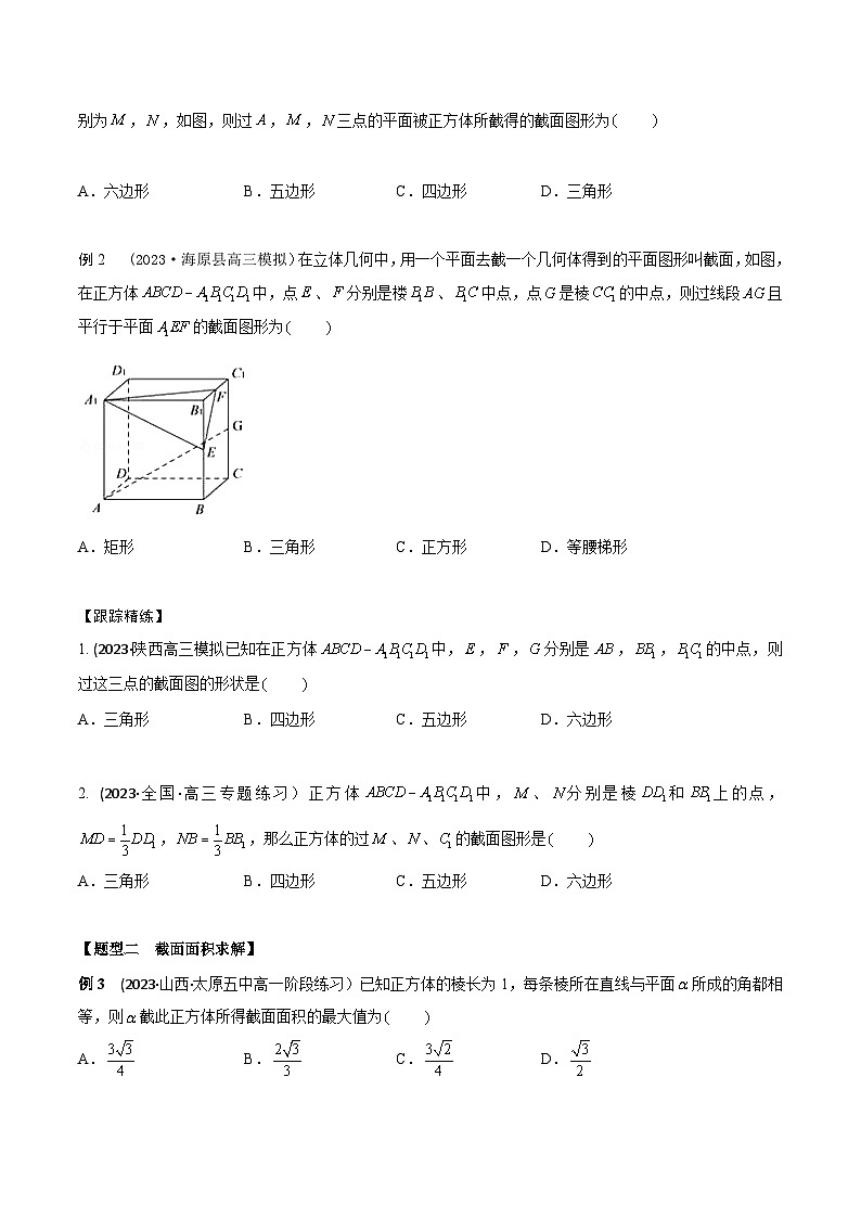 高考数学大一轮复习精讲精练(新高考地区)7.3空间几何体截面、轨迹问题(精讲)(原卷版+解析)02