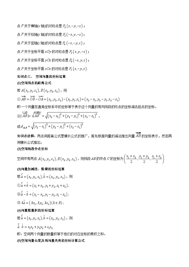 2024年高中数学新高二暑期培优讲义第05讲 空间向量及其运算的坐标表示（学生版）第2页