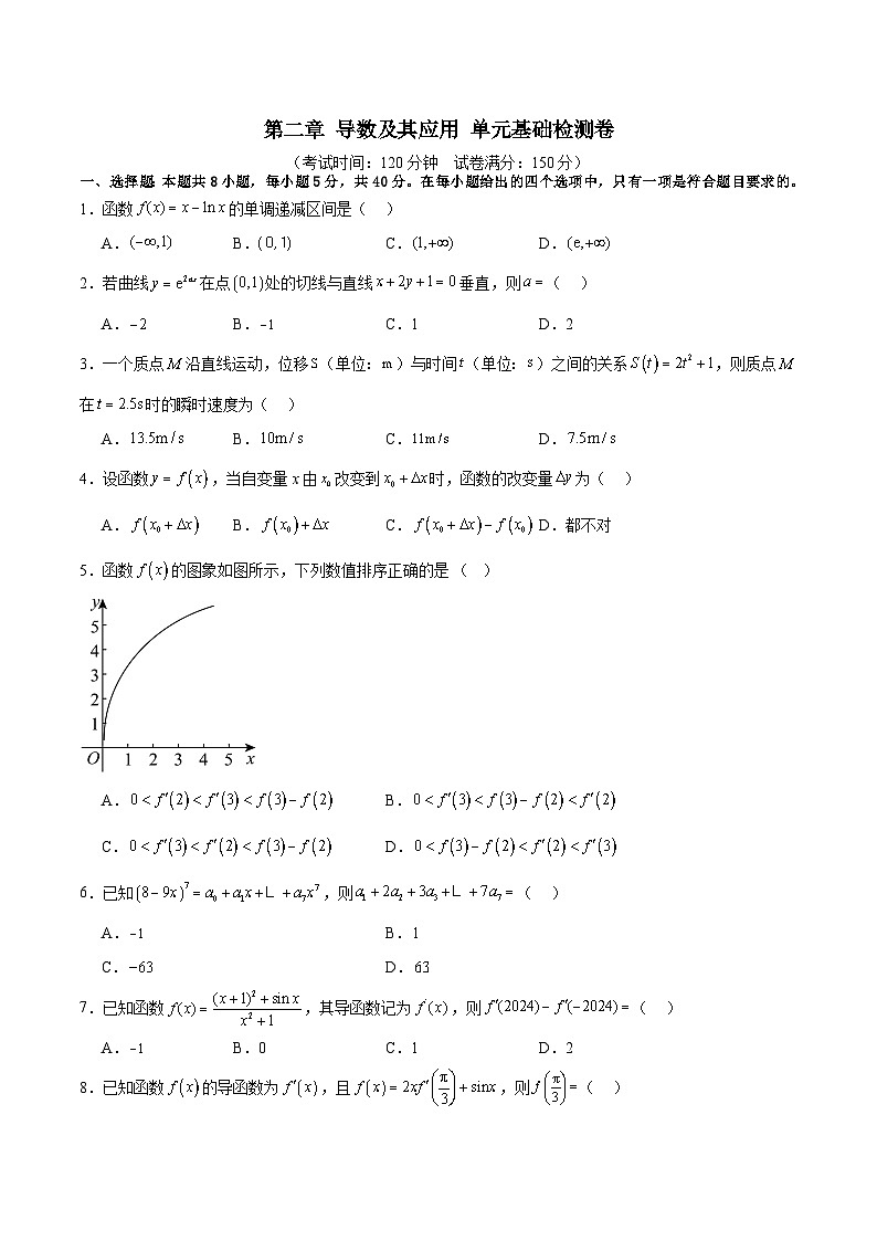 北师大版数学高二选择性必修第二册 第二章 导数及其应用 单元基础检测卷01