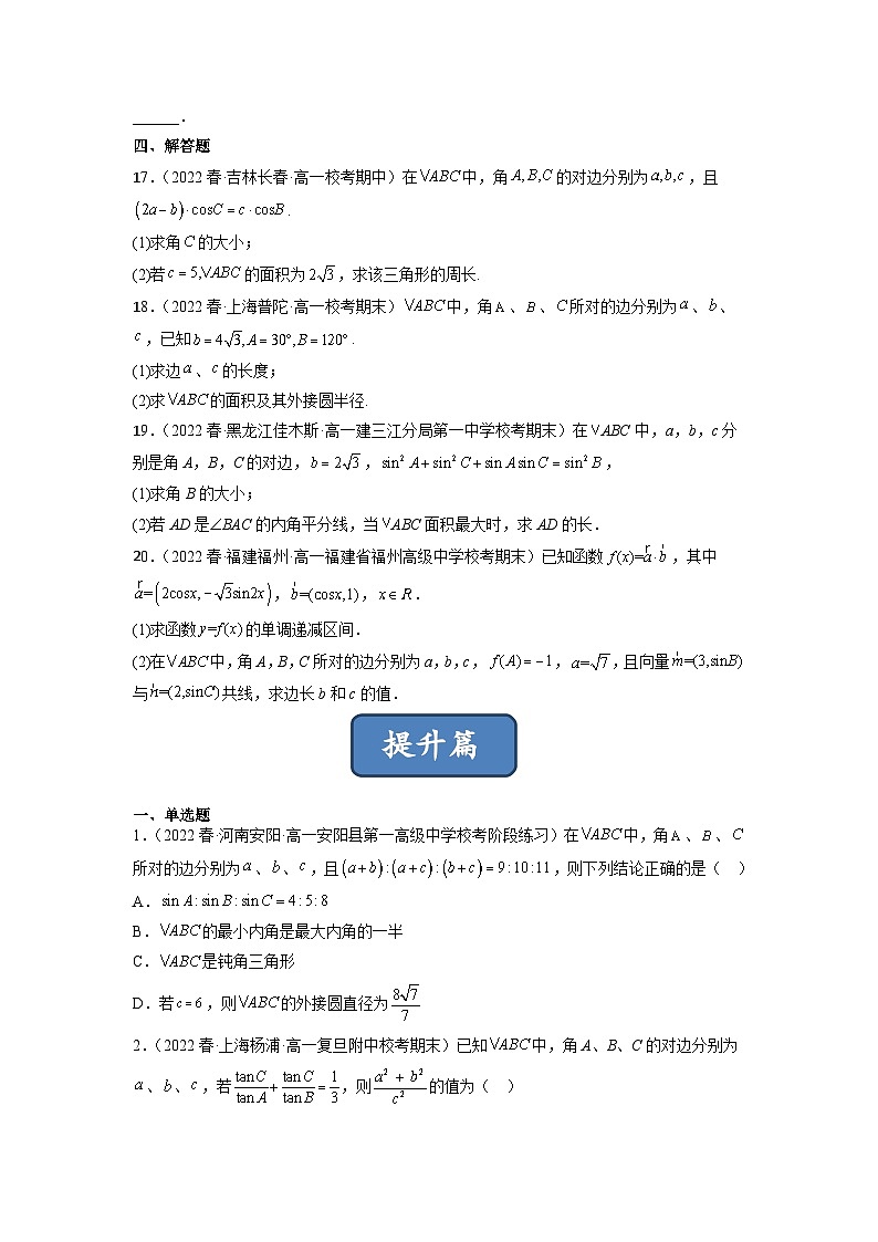 苏教版数学高一必修第二册 11.2 正弦定理 分层练习03