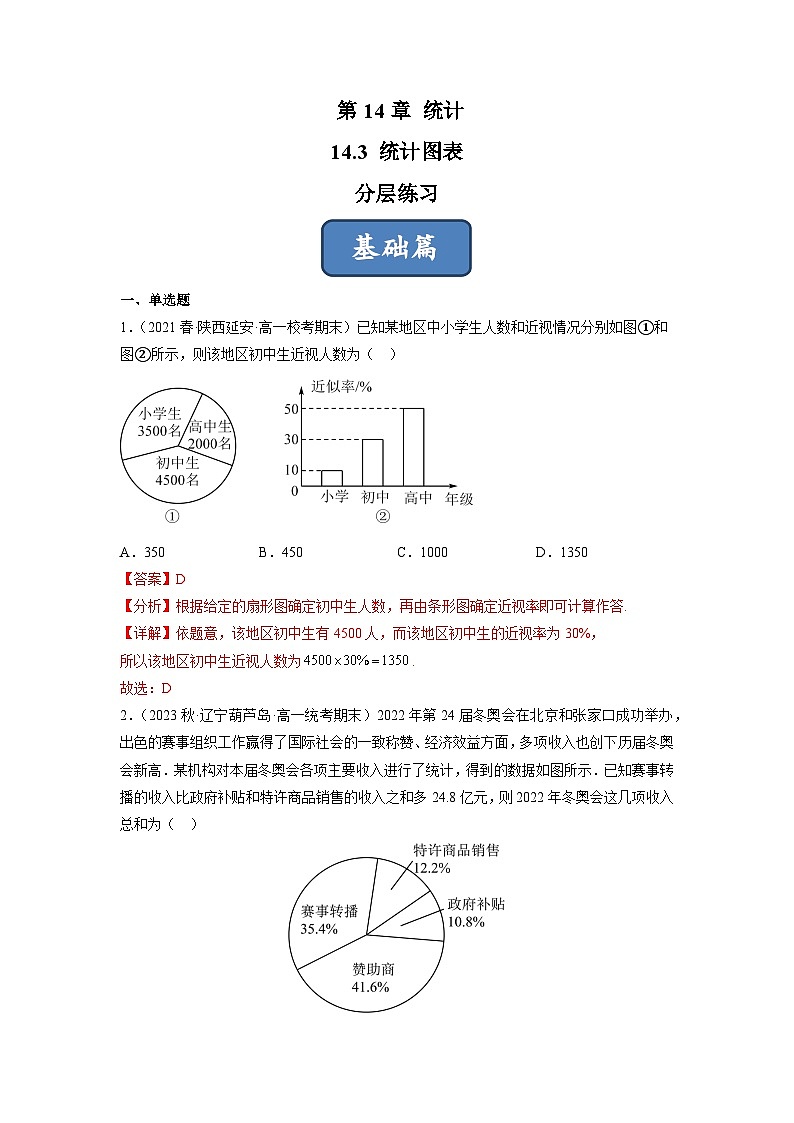 苏教版数学高一必修第二册 14.3 统计图表 分层练习01