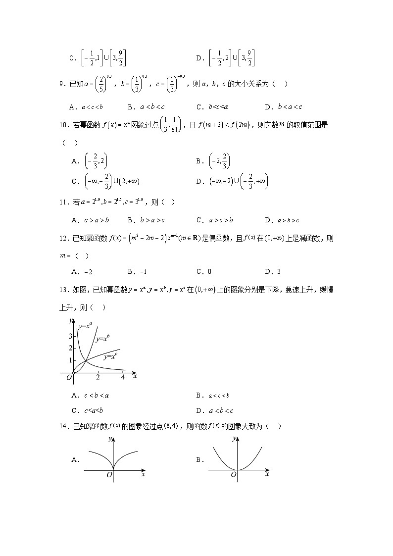 2025年高考一轮复习系列（新高考新题型）2.6幂函数与一元二次函数含解析答案02