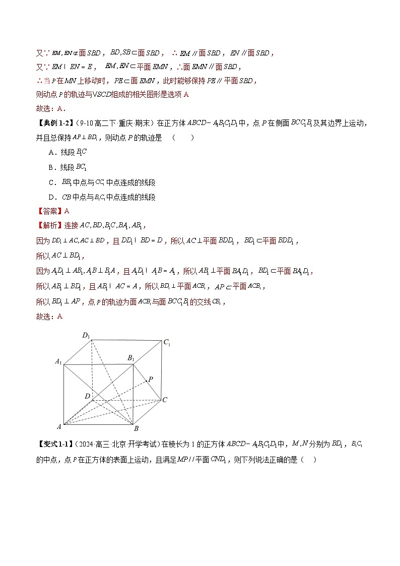 重难点专题11 轻松搞定立体几何的轨迹问题 练习02