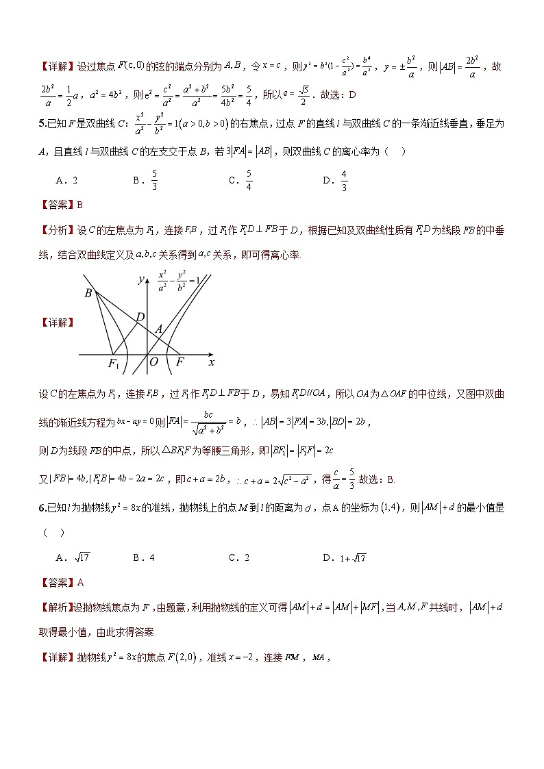 人教A版数学高二选择性必修第一册 第三章 圆锥曲线的方程 单元测试（解析版）第2页