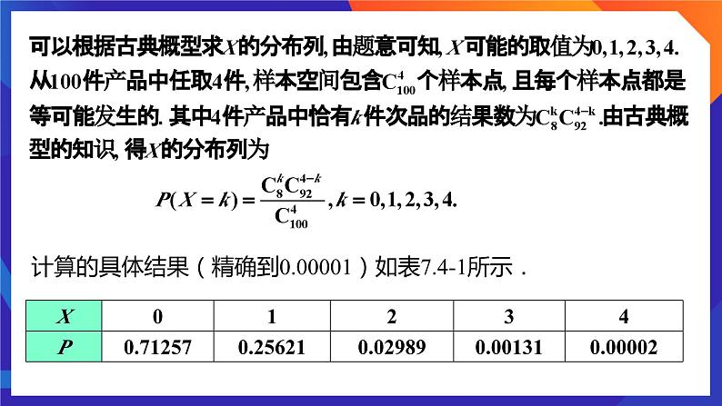 人教A版数学高二选择性必修第三册 7.4.2 超几何分布 课件+教案04