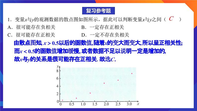 人教A版数学高二选择性必修第三册 第八章 成对数据的统计分析 单元复习题 课件02