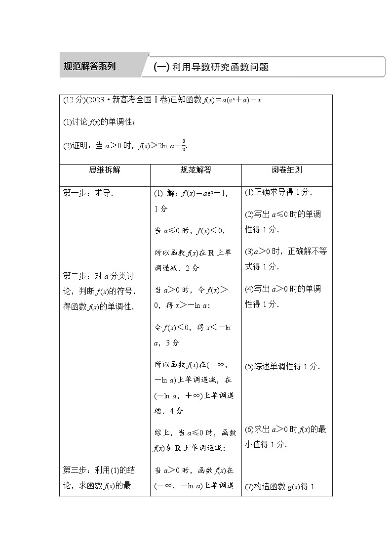 人教A版普通高中数学一轮复习第三章学科特色规范解答系列(一)利用导数研究函数问题学案第1页