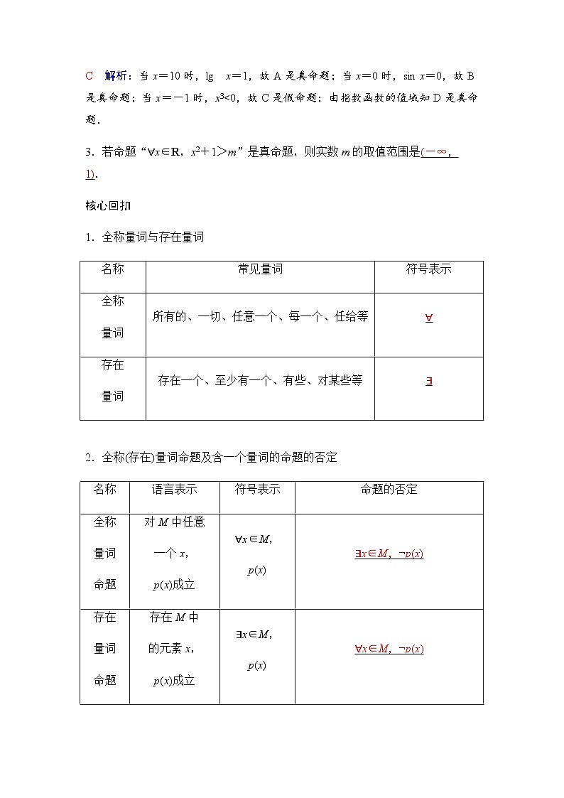 人教A版普通高中数学一轮复习第一章第二节常用逻辑用语学案第3页