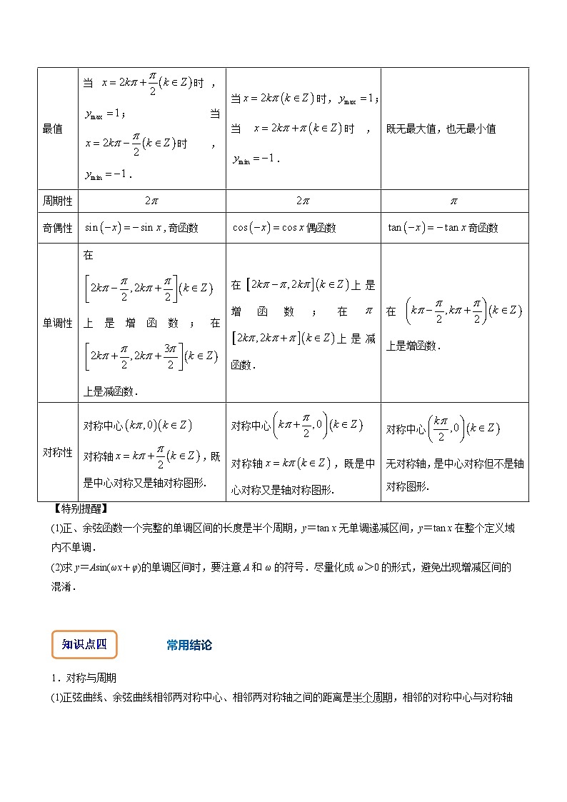 人教A版数学高一必修第一册 专题5.4 三角函数的图象和性质(讲+练14大考点)03