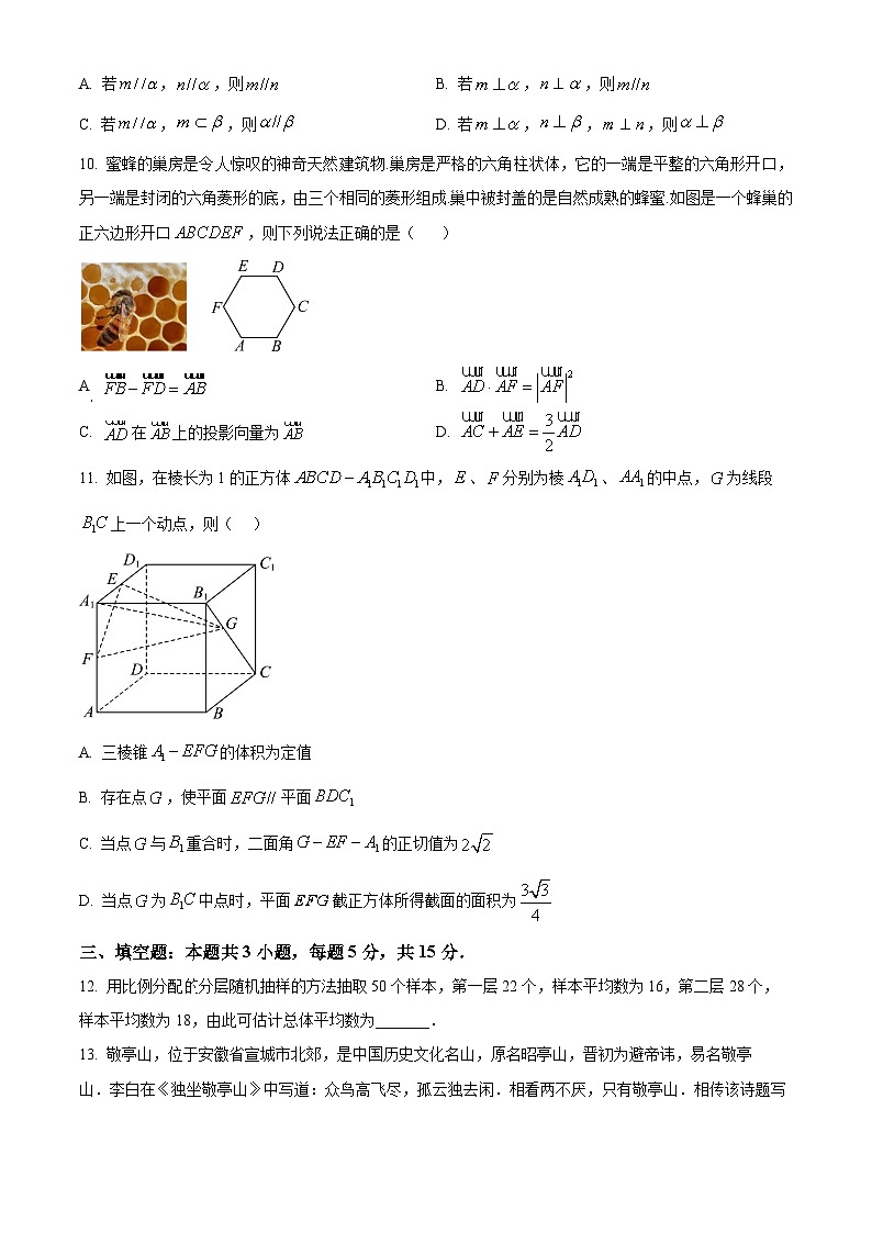 安徽省马鞍山二中2024年高一6月月考数学试题 Word版无答案第3页