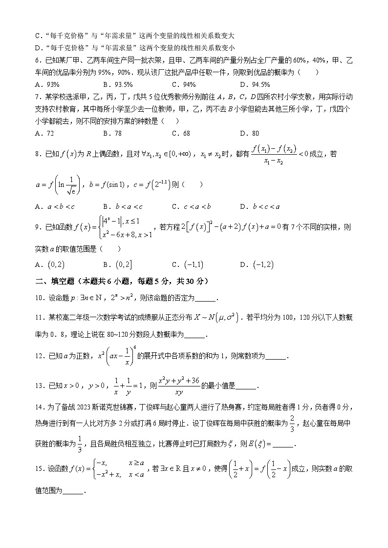 天津市五区县重点校联考2023-2024学年高二下学期7月期末考试数学试题02