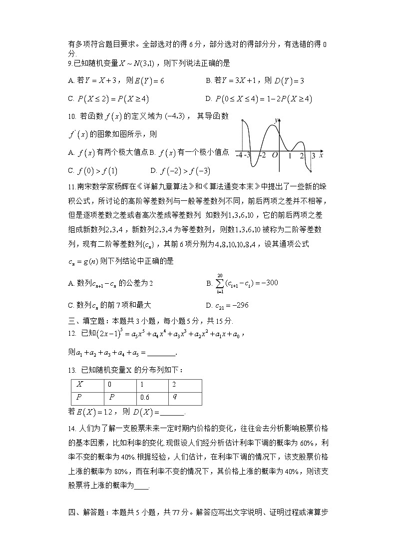 山东省淄博市2023-2024学年度第二学期高二教学质量检测数学02