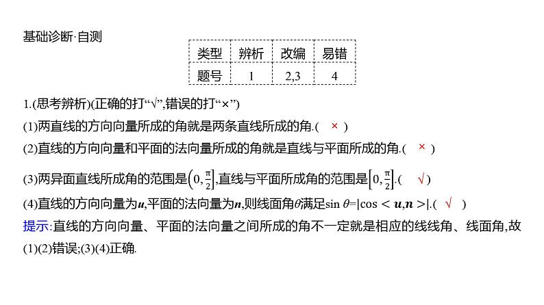 2025年高考数学一轮复习第八章  第八节 利用空间向量研究夹角问题【课件】第8页