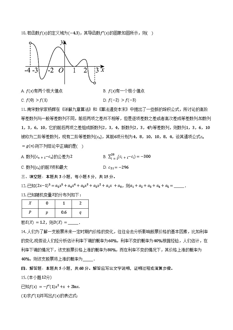 2023-2024学年山东省淄博市高二下学期期末考试数学试题（含解析）02