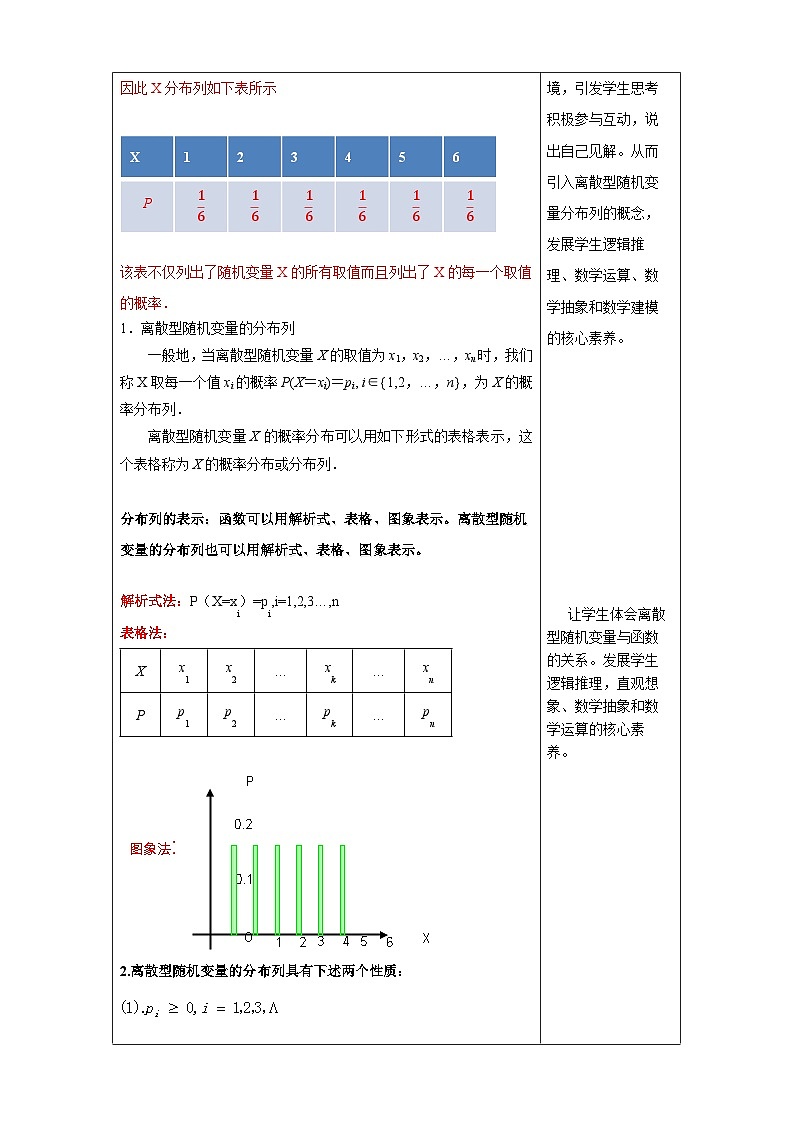 高中数学人教A版选择性必修第三册7.2 离散型随机变量及其分布列 (2)教案 2024-2025学年第3页