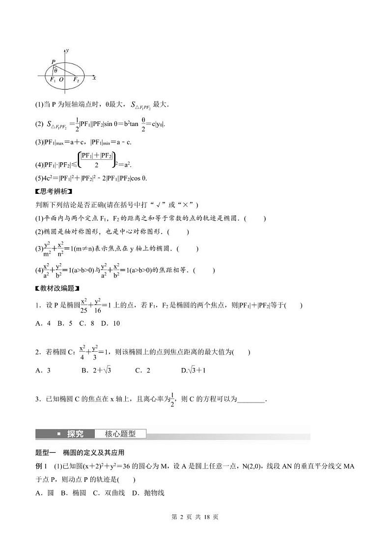 2024年高二数学暑期培优讲义 第06讲 椭圆及其性质（学生版）第2页