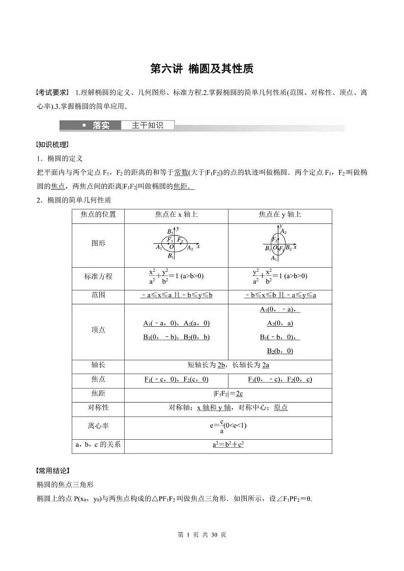 2024年高二数学暑期培优讲义 第06讲 椭圆及其性质（教师版）第1页