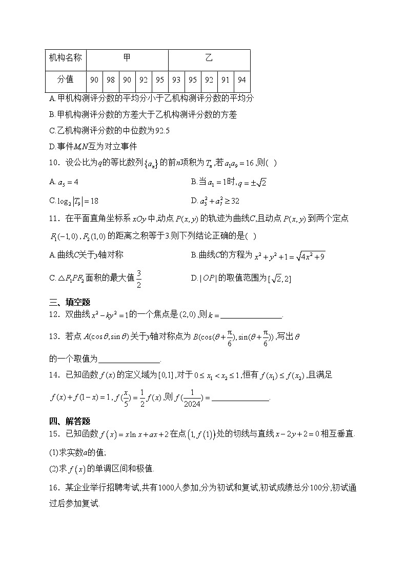 广东省惠州市2023-2024学年高二下学期7月期末考试数学试卷(含答案)第2页