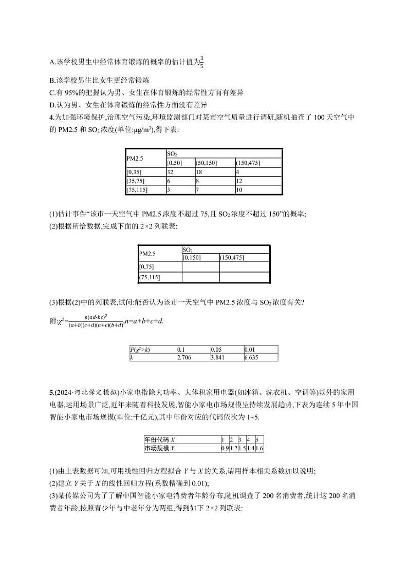 2025年高考数学一轮复习-课时规范练74 成对数据的统计分析【含答案】第2页
