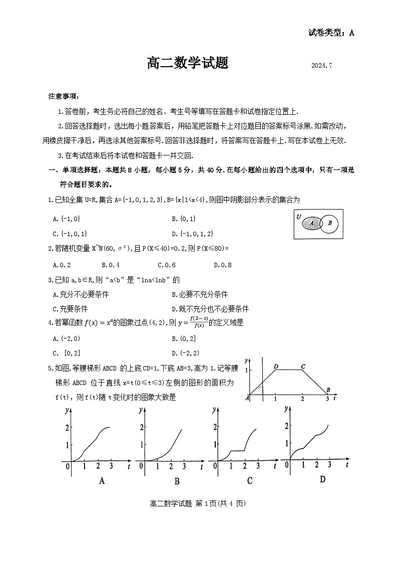 山东省滨州市2023-2024学年高二下学期7月期末数学试题第1页