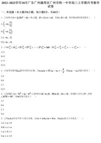 2022~2023学年10月广东广州越秀区广州市铁一中学高三上学期月考数学试卷（含答案与解析）