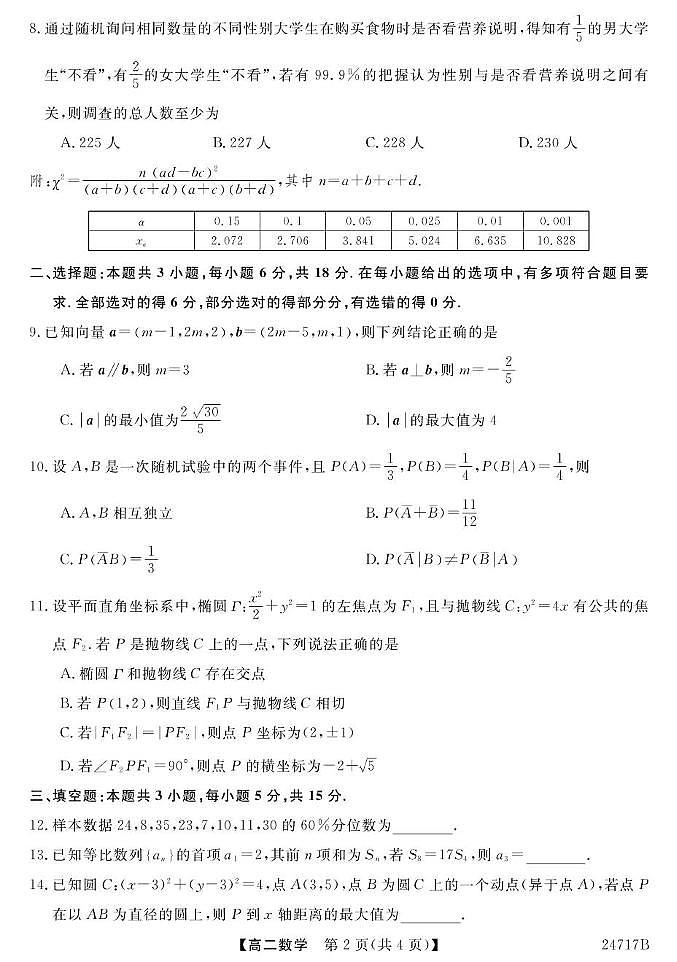 甘肃省定西市临洮县文峰中学2023-2024学年高二下学期期末质量检测（二）数学试题02