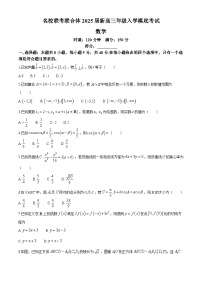 湖南省名校联考联合体2025届高三上学期入学摸底考试数学试卷（Word版附答案）
