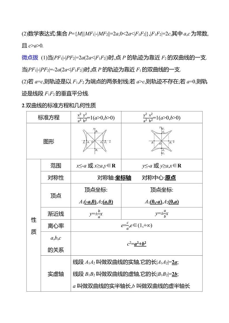 2025年高考数学一轮复习-9.6.1-双曲线的定义、标准方程及其几何性质【导学案】第2页