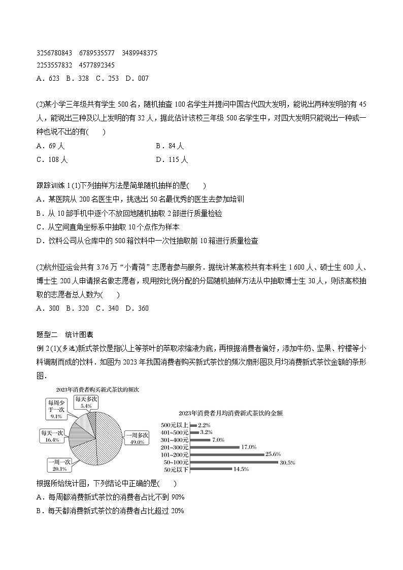 2025年高考数学一轮复习（基础版）课时精讲第9章　§9.1　随机抽样、统计图表（原卷版）第3页