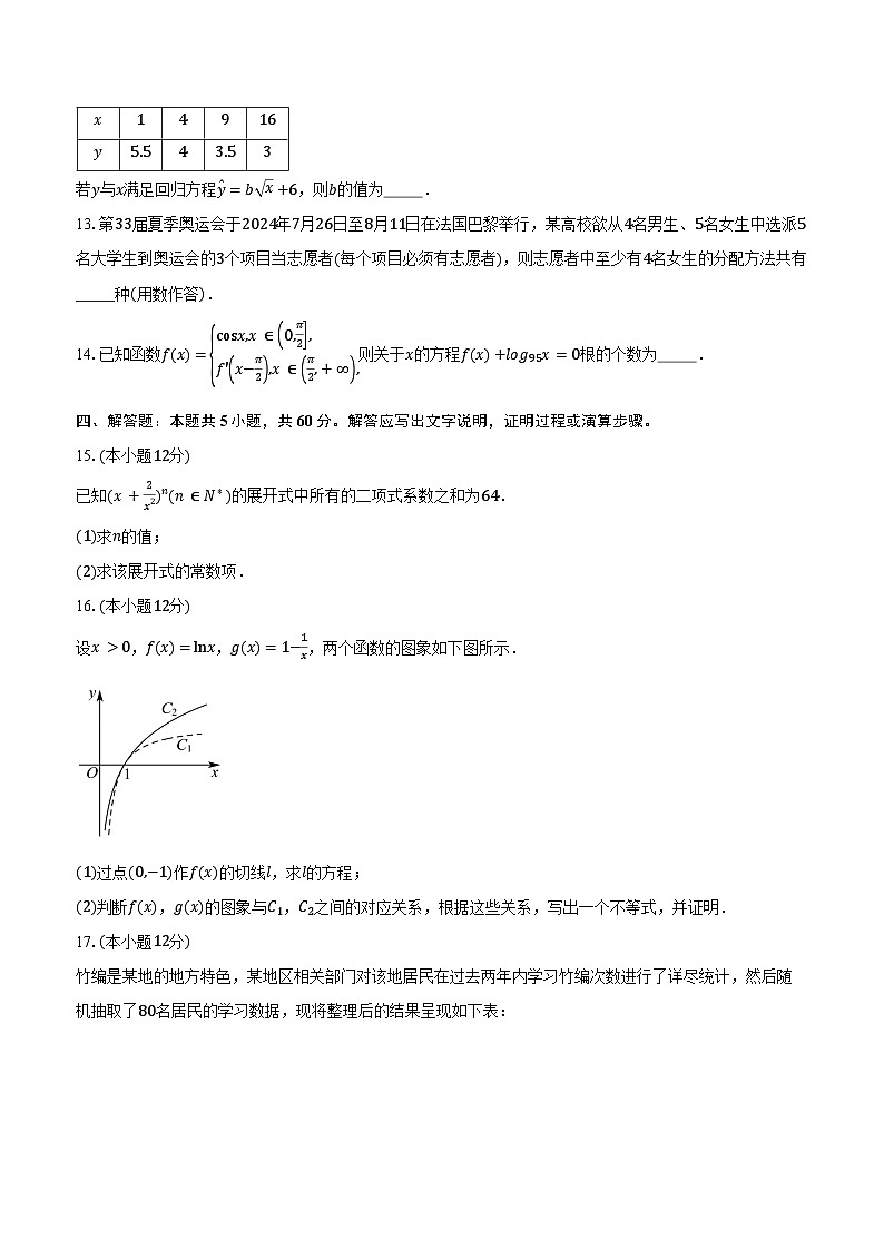 2023-2024学年四川省资阳市高二下学期期末质量监测数学试题（含答案）03