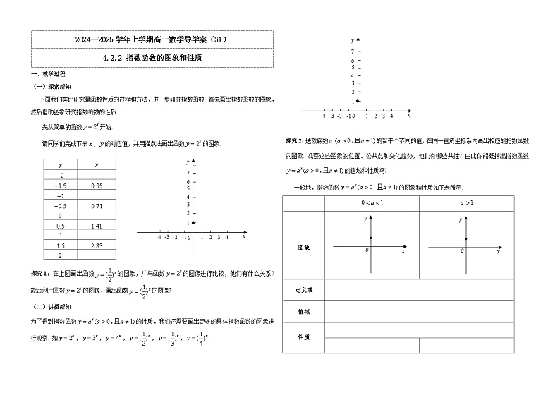 2024-2025学年高中数学人教A版必修一4.2.2 指数函数的图象和性质课件PPT+导学案+分层作业（学生版+教师版）+教案（教学设计）01