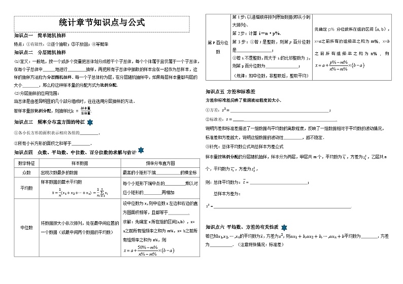 高中数学人教A版必修二第四部分《统计》知识点与公式   总结+习题（学生版+教师版）01