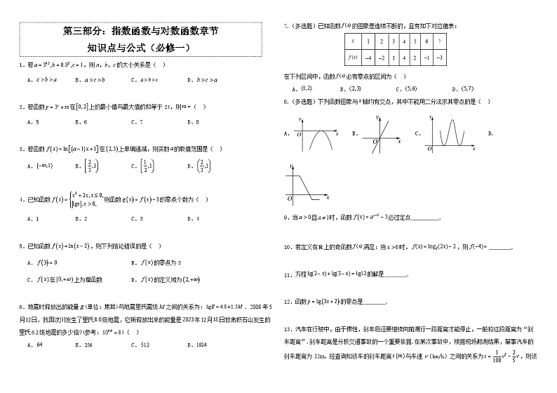 高中数学人教A版必修一《指数函数与对数函数》知识点与公式   总结+习题（学生版+教师版）01