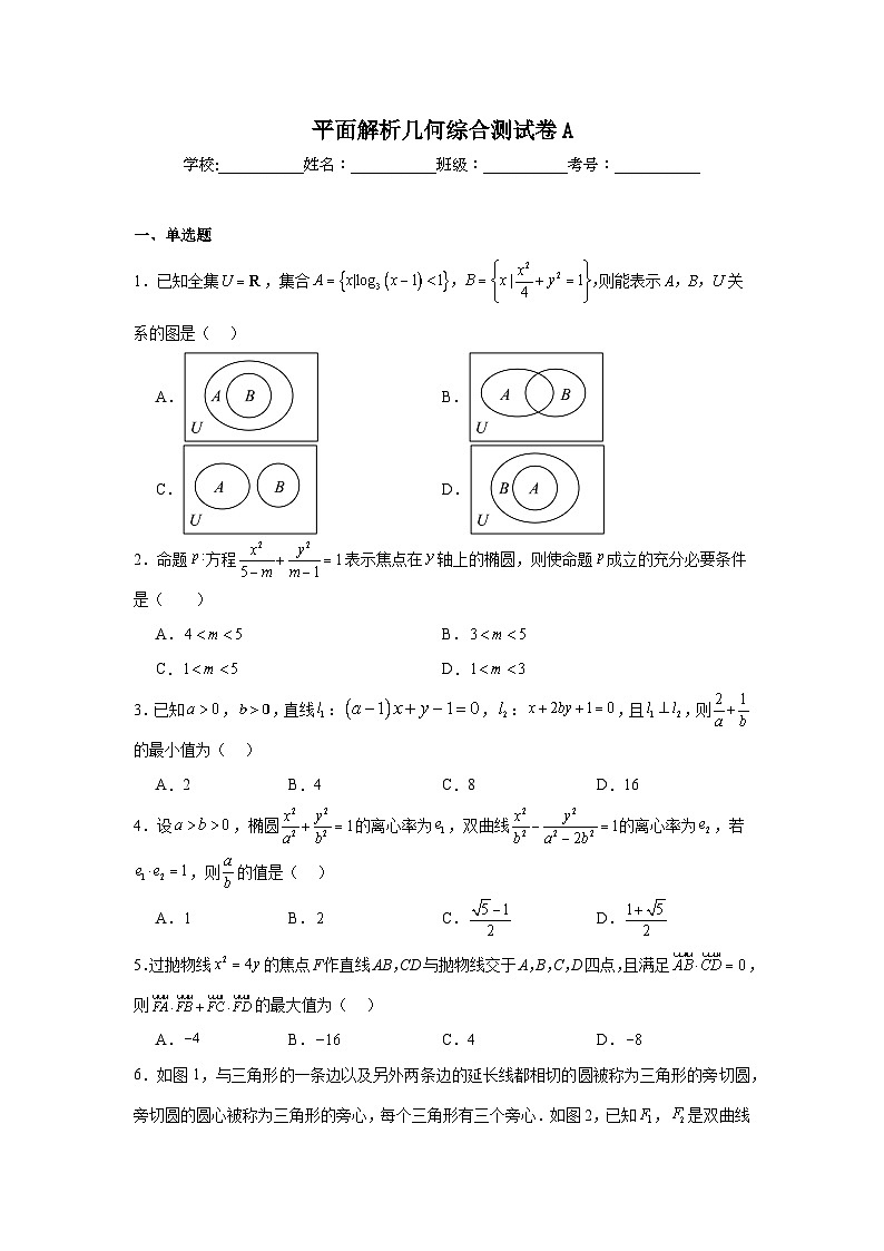 高中高考数学一轮复习综合检测AB卷平面解析几何综合测试卷A含解析答案第1页