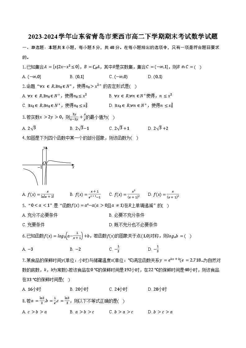 2023-2024学年山东省青岛市莱西市高二下学期期末考试数学试题（含解析）第1页