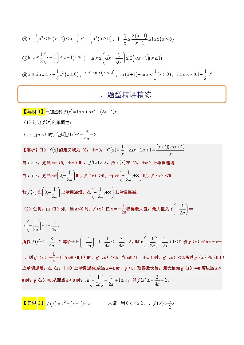 素养拓展11 导数中的不等式证明问题（精讲+精练）-【一轮复习讲义】2025年高考数学高频考点题型归纳与方法总结（新高考通用）02